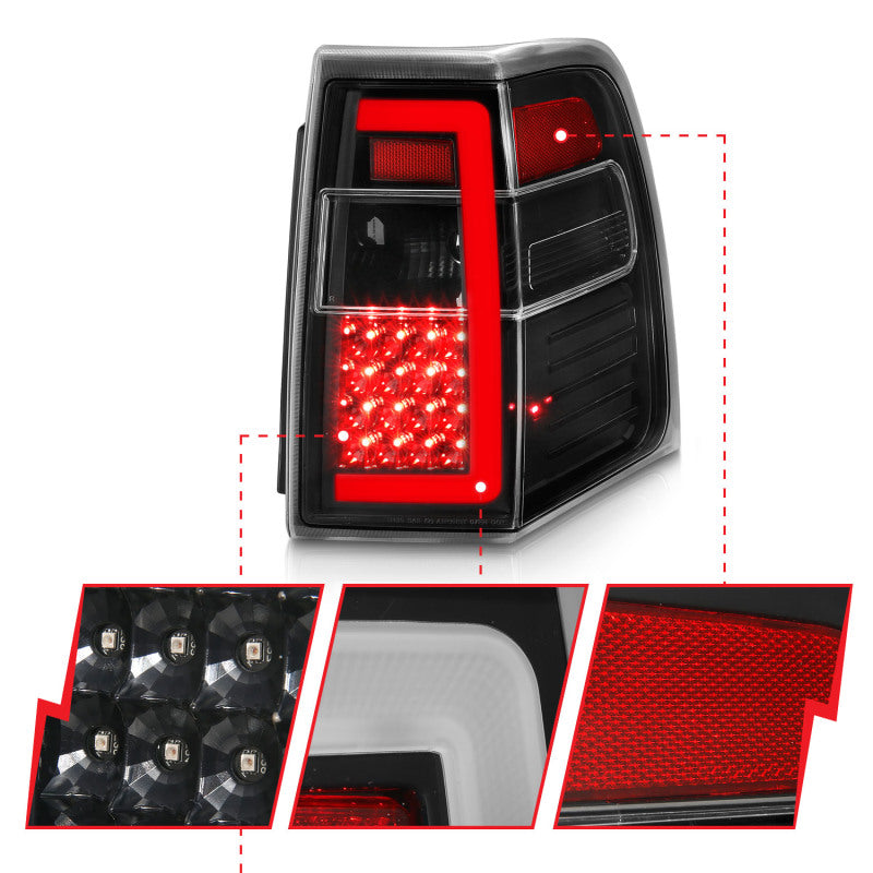 ANZO 07-17 Ford Expedition LED Taillights w/ Light Bar Black