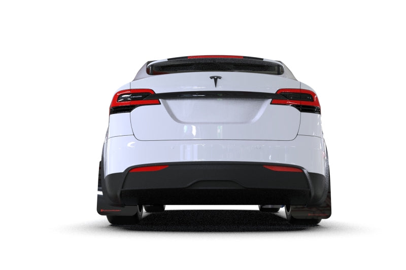 Rally Armor 2022 Tesla Model X Black UR Mud Flap w/ White Logo