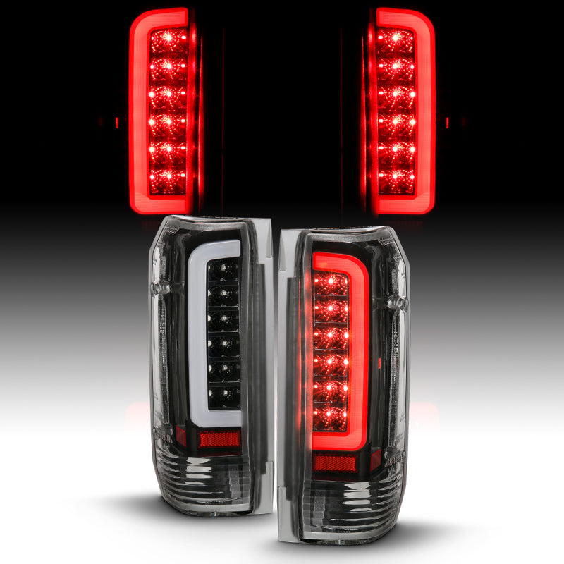 ANZO 1987-1996 Ford F-150 LED Taillights Black Housing Clear Lens