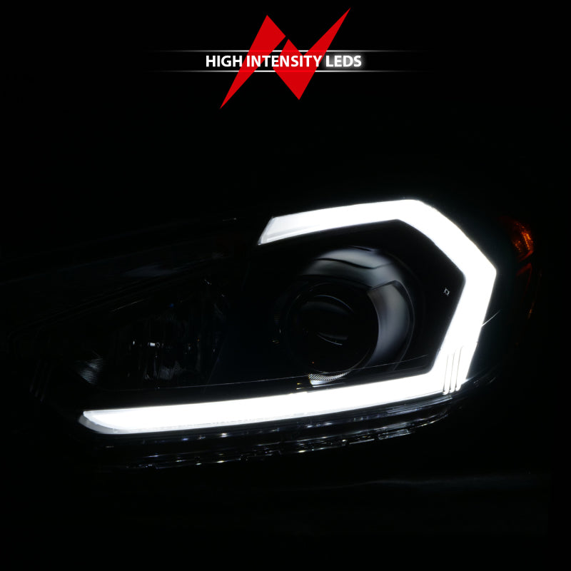 ANZO 2014-2016 Kia Forte Projector Headlights w/ Light Bar Black