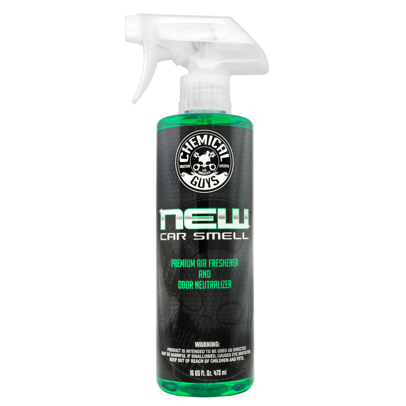 Chemical Guys New Car Smell Air Freshener & Odor Eliminator - 16oz – Hobby  Shop Garage